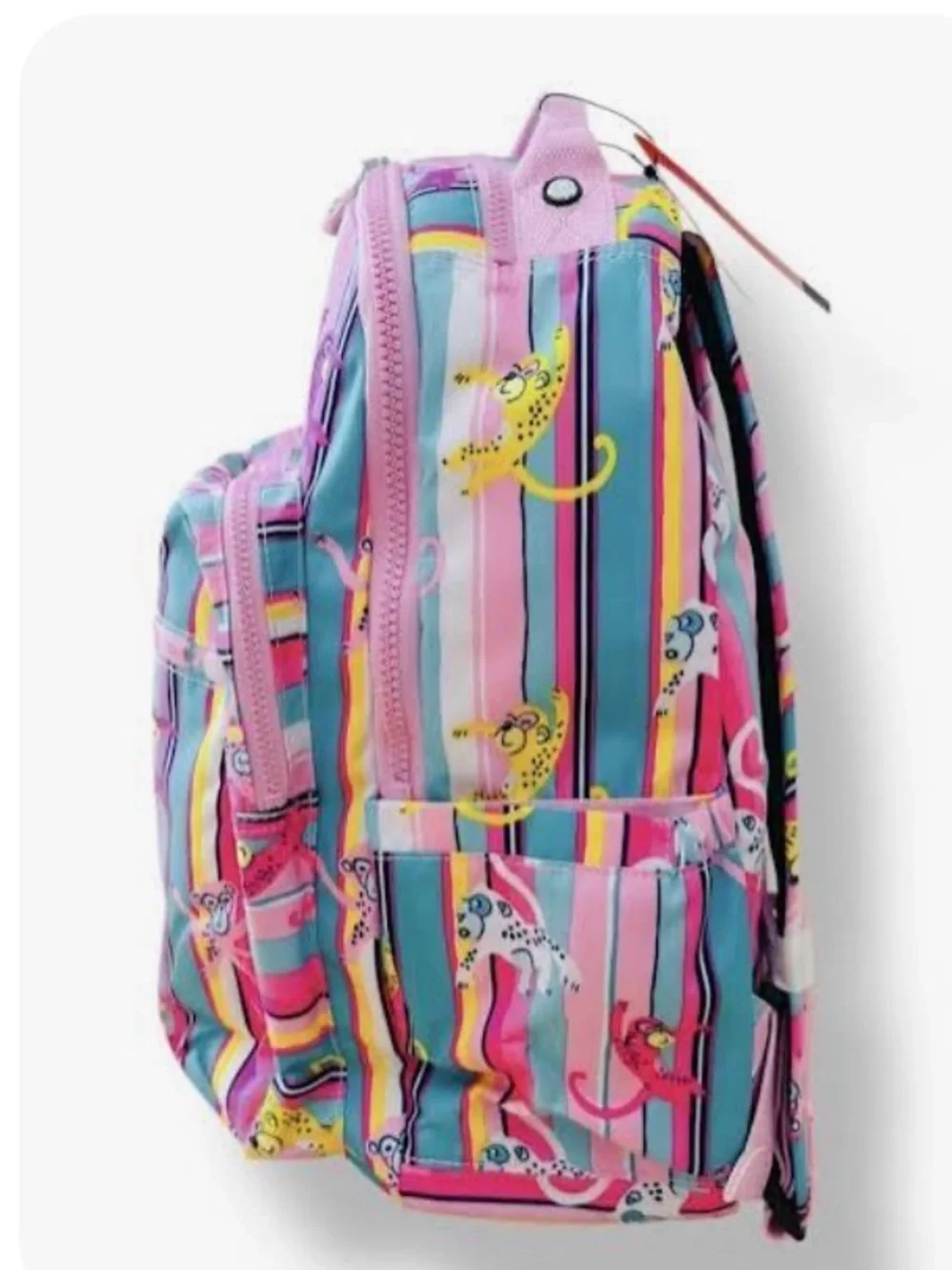 Kids Colorful Stripe Monkey Backpack - Pink